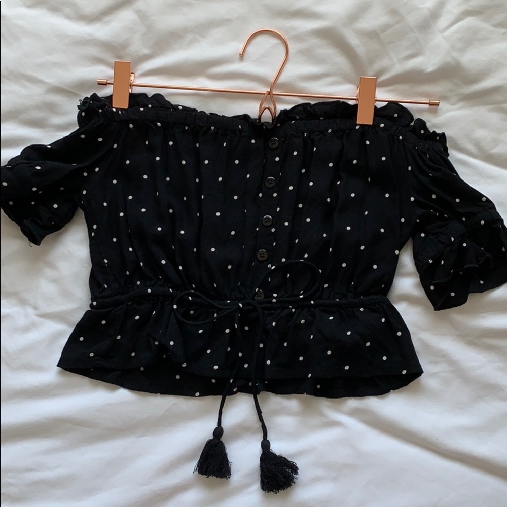 Polka dot off the shoulder top